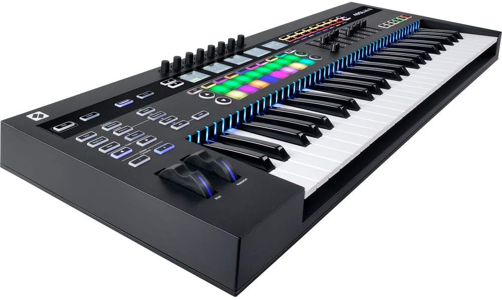 Novation SL MkIII 49-Note MIDI and CV Keyboard Controller/Sequencer with Sustain Pedal (Piano Style), Keyboard Cover & MIDI Cable Bundle
