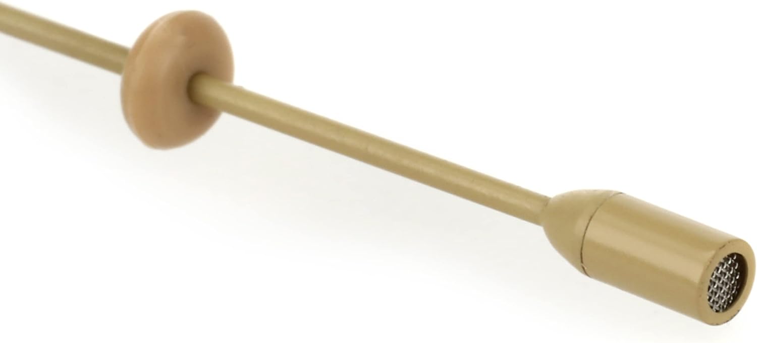 DA12 BE Omnidirectional Headworn Headset Microphone for Speaking or Singing - Bundle Includes SEL Adapter for Sennheiser Wireless, Windscreens, Tie Clip and Case - Beige