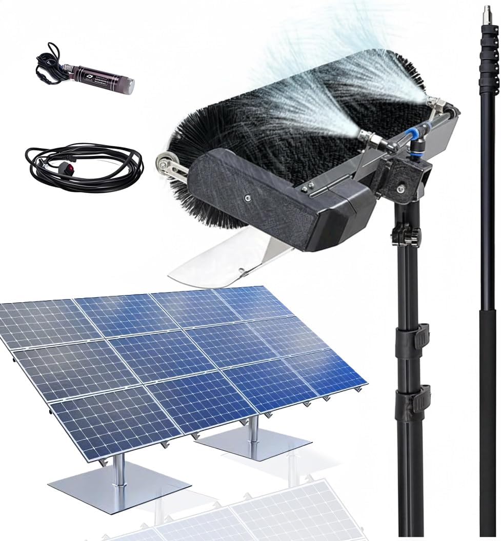Long Pole PV Panel Wash Cleaning Machine, 7.5M Telescopic, Professional Electric Window Cleaning Roller Brush, 4 H Continuous Cleaning, Domestic/Commercial Plug