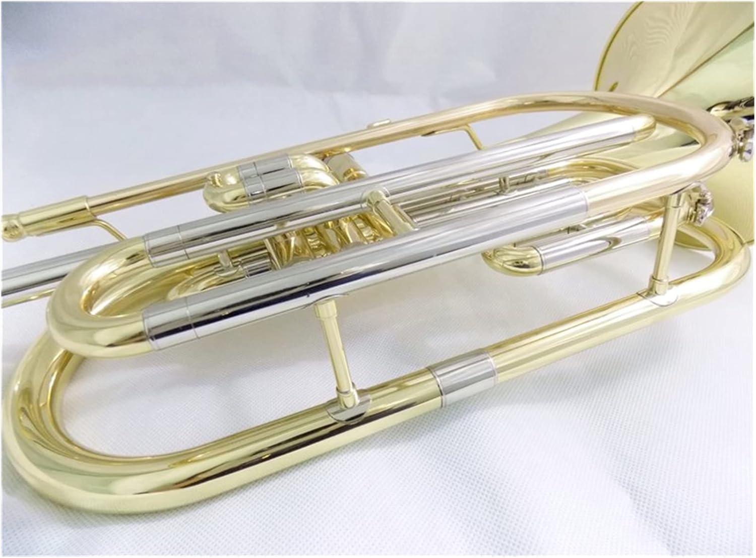 FLFL Student Trumpet Bb Marching Trombone with Hard Case Mouthpiece Lacquer Silver Nickel Plated Trombones Musical Instruments (Color : Lacquer Gold)