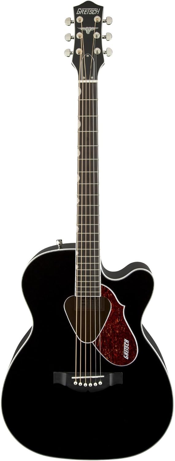 Gretsch G5013CE Rancher Junior Cutaway 6-String Acoustic Electric Guitar - Right-Handed, (Black) Bundle with Hard-Shell Protective Wooden Case (2 Items)