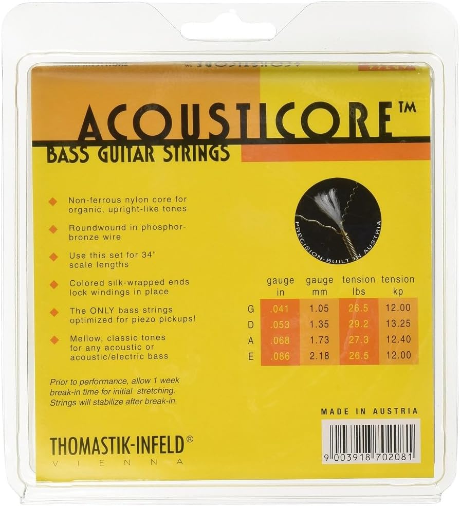 Thomastik-Infeld AB344 Bass Guitar Strings: Acousticore 34-Inch Scale 4 String Set G, D, A, E