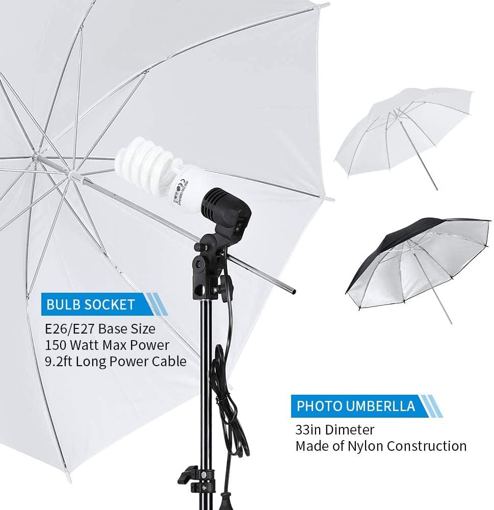 Photo Lighting Kit, 2M x 3M/6.6ft x 9.8ft Background Support System and 900W 6400K Umbrellas Softbox Continuous Lighting Kit for Photo Studio Product,Portrait and Video Shoot Photography