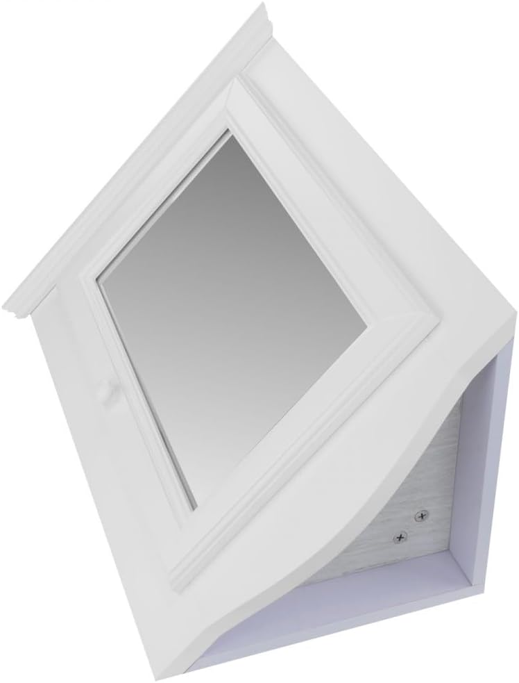 Renovators Supply Manufacturing White Corner Wall Mount Medicine Cabinet with Mirror Wooden Bathroom Storage 27 X 20 Inches Double Shelf Storage Cabinet Pre-Assembled with Hardware