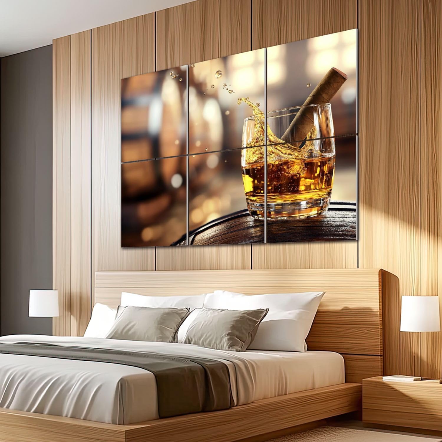 6 Pack Art Acoustic Panels Sound Absorbing Cigar Wine Whisky Liquor Still Life Whiskey Glass Spraying Liquid Decorative Soundproof Wall Panels Self Adhesive for Recording Studios Office 72