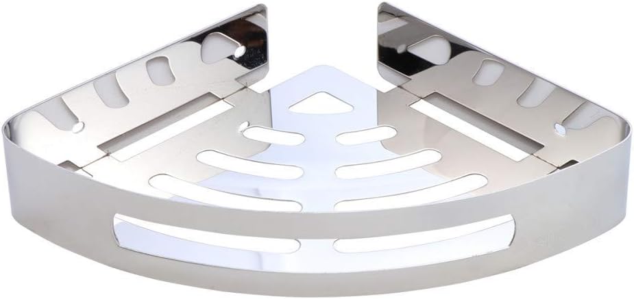 Bathroom Shelves, Wall-Mounted Corner Frame Triangle Bathroom Shower Rack Nails Free Corner Shelf Adhesive Wall Mount Storage Shelf Single Tier Install Wall-Mounted Type Bathroom She