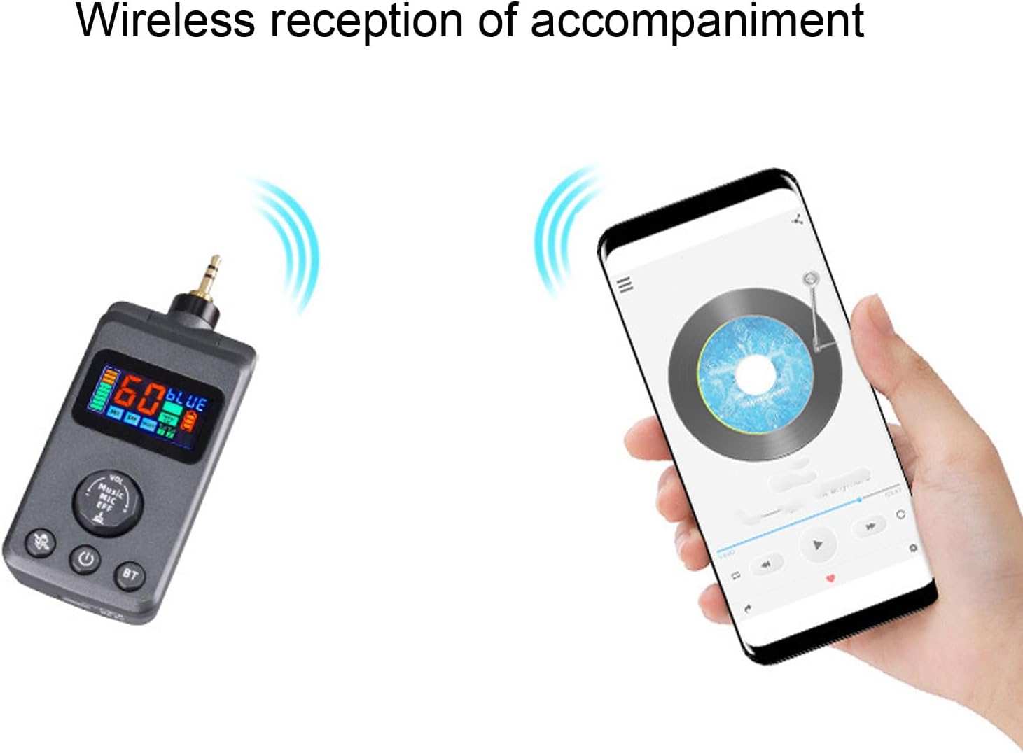 Cordless Microphone, Handheld Microphone System with DSP Technology Dual UHF Dynamic Cordless Mic with Rechargeable Receiver