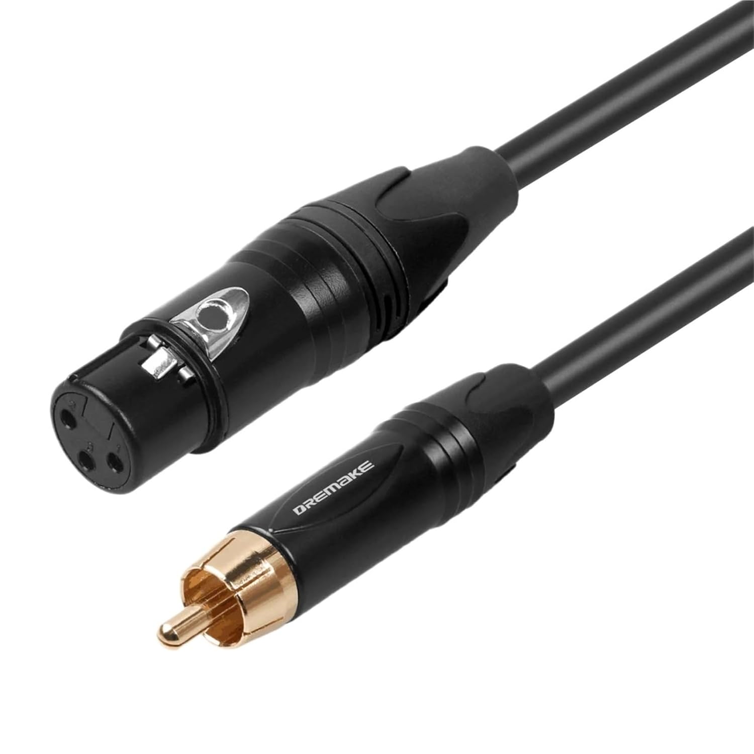 Unbalanced to XLR Audio Interconnect Cable XLR 3-Pin Male to RCA Male Speaker Cable for AV Receiver to Amplifier(Black-Female)