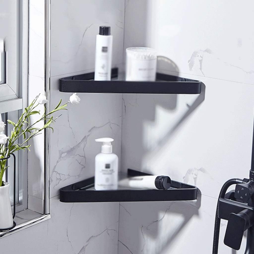 Bathroom Corner Tempered Glass Shelf Thick Lavatory Wall Mount Triangular Glass Corner Shelf for Shower and Bathroom