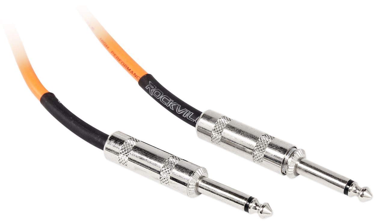 (18) Rockville RCGT10O 10' 1/4'' TS to 1/4'' TS Instrument Cable-Orange 100% Copper
