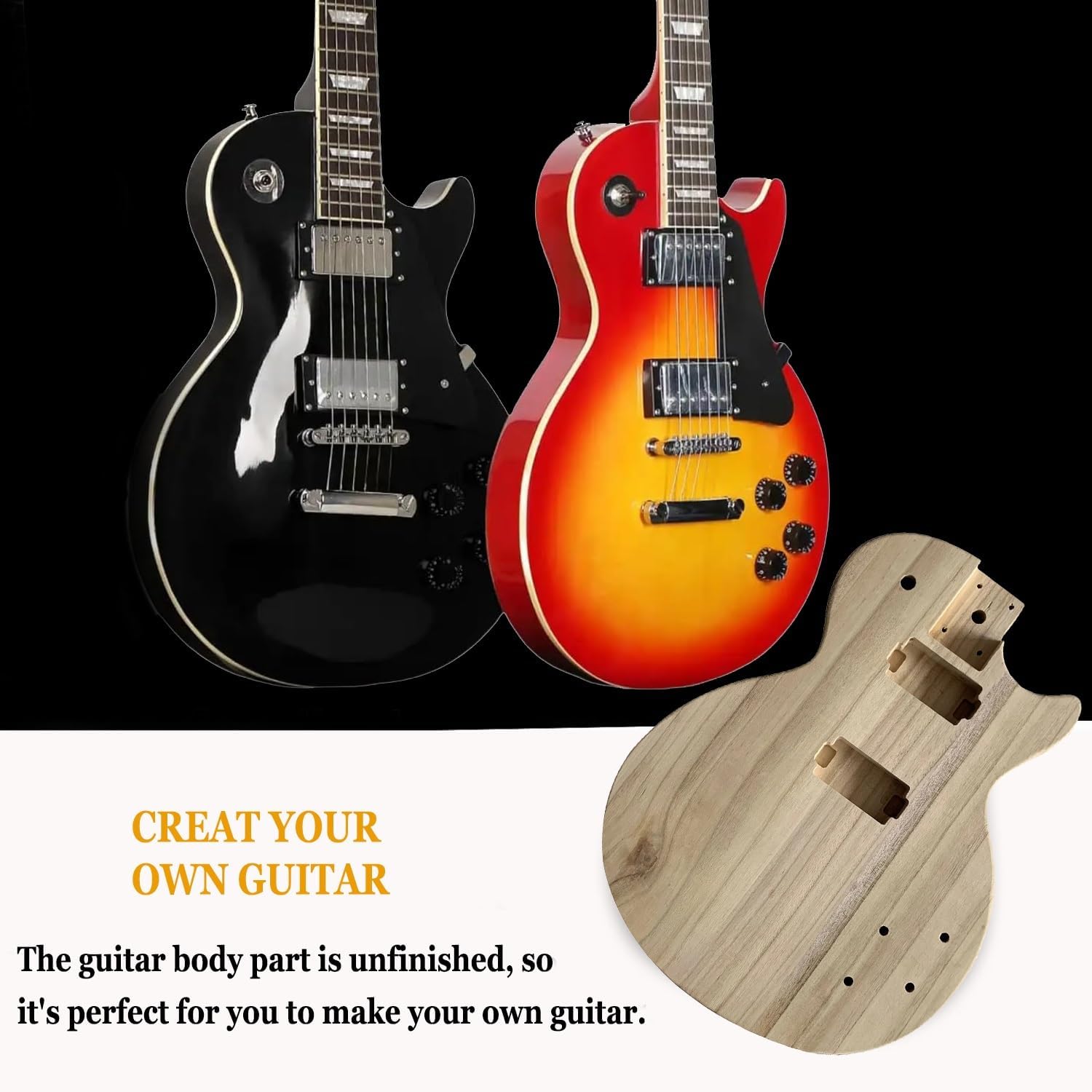 Diy Electric Guitar Body Blank For Custom Paint/Stain,Paulownia Wood Blank Guitar Barrel For Lp Style Bass Guitars Diy Parts