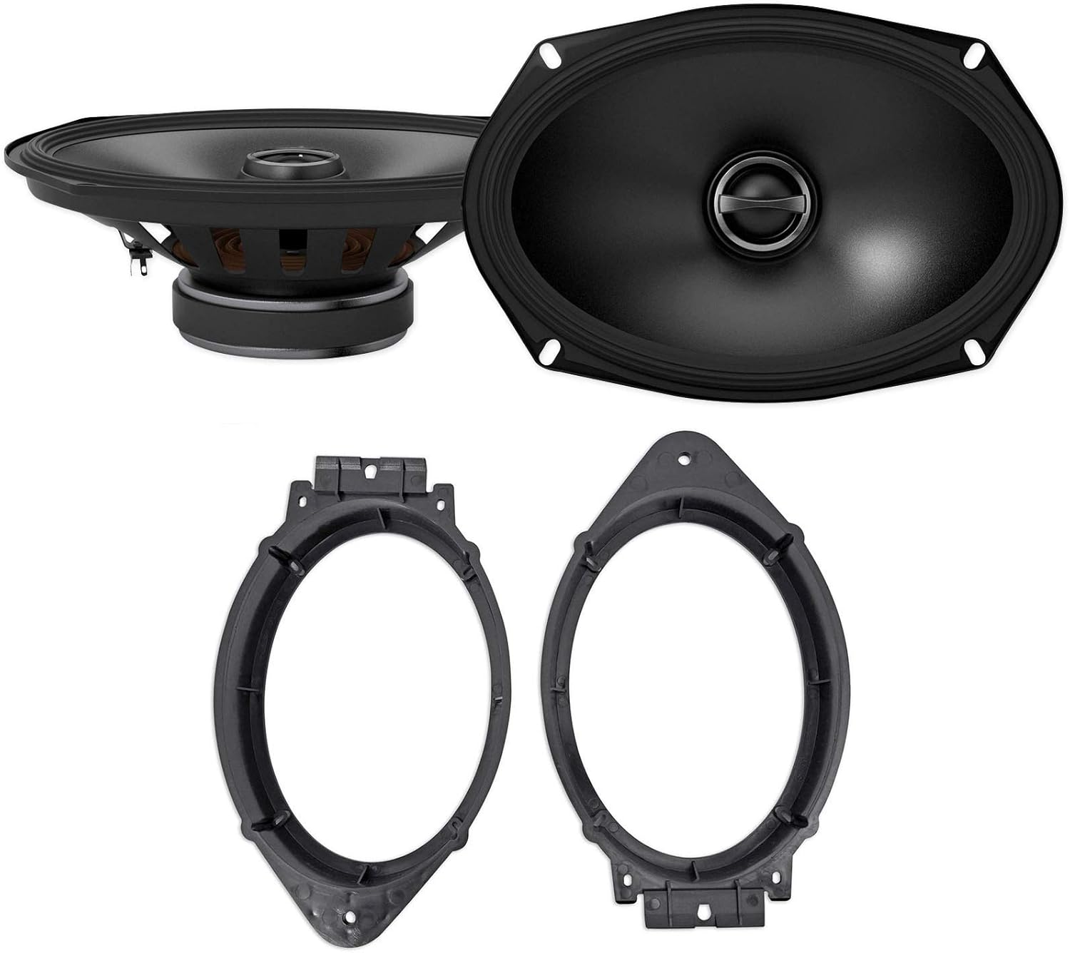 Pair Alpine S-S69 260 Watt 6x9 Coaxial 2-Way Car Audio Speakers Bundle with METRA 82-3004 6x9 Speaker Adapter Bracket Plate Compatible with 2014-17 Chevrolet Silverado 1500