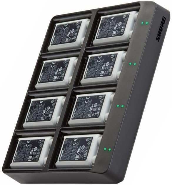 Shure SBC80-903 8-Bay Battery Charger for SB903 Rechargeable Batteries for SLX-D Wireless Microphone System Transmitters (SBC80-903-US)