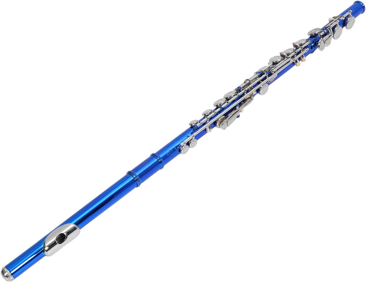 16 Key Closed Hole C Flute, Plated Student Flute Instrument with Case Cleaning Rod Cloth Gloves, Beginner Band Orchestra Woodwind Instrument