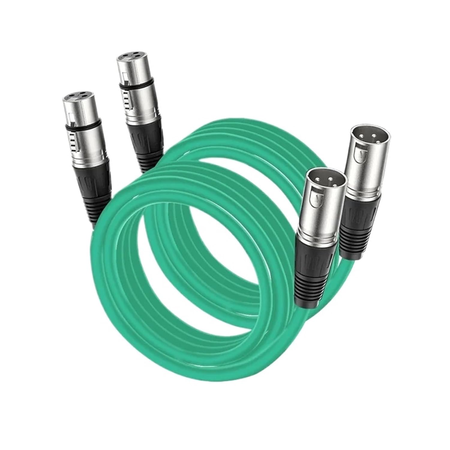 XLR Cables 2 Pack Microphone Cable Male to Female 3 Pin Durable Shielded and Premium Balanced XLR Patch Cord for Microphone(Green-Pack of 2,3m)