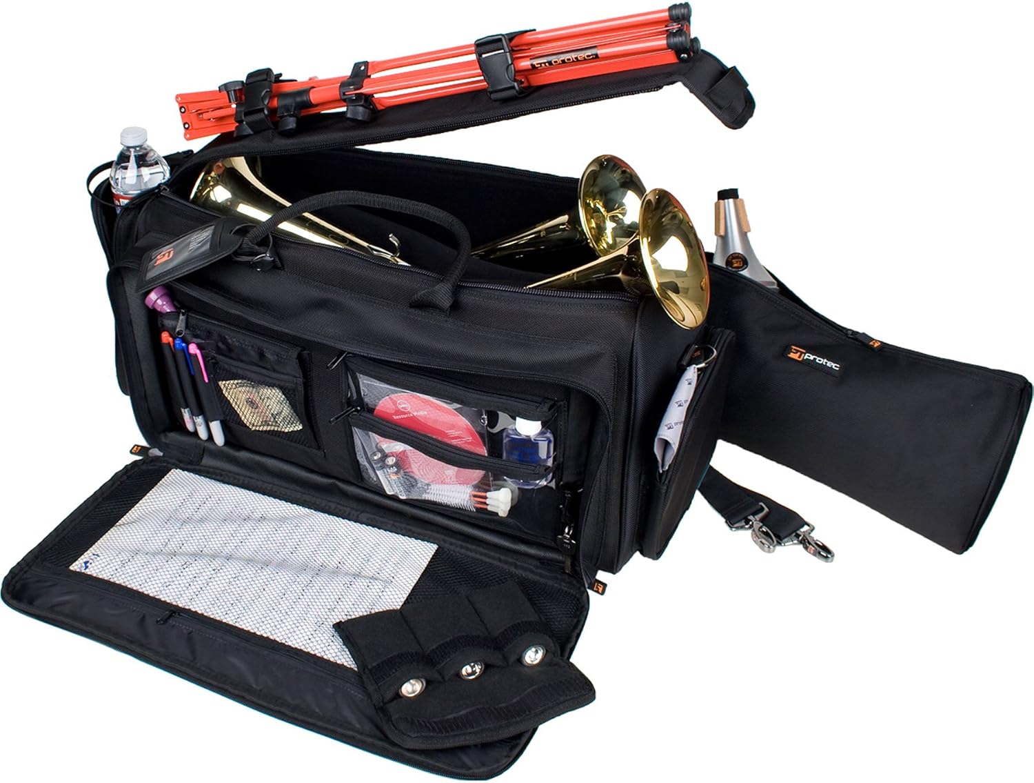 Protec Triple Horn Gig Bag Bundle with Removable Mute Bag, Model C248 & Hercules 4-Mute Holder