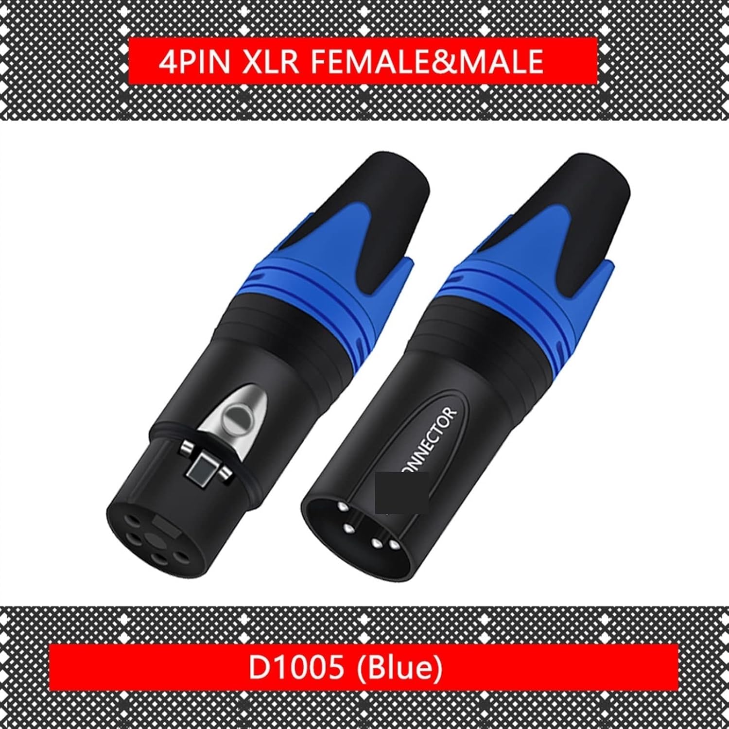 4 Pin X L R Male/Female M I C Cable Wire Connector 4 Pole XLR Plug Microphone Jack Socket 56Pcs (Color : 28xM 28xF 4P Blue)