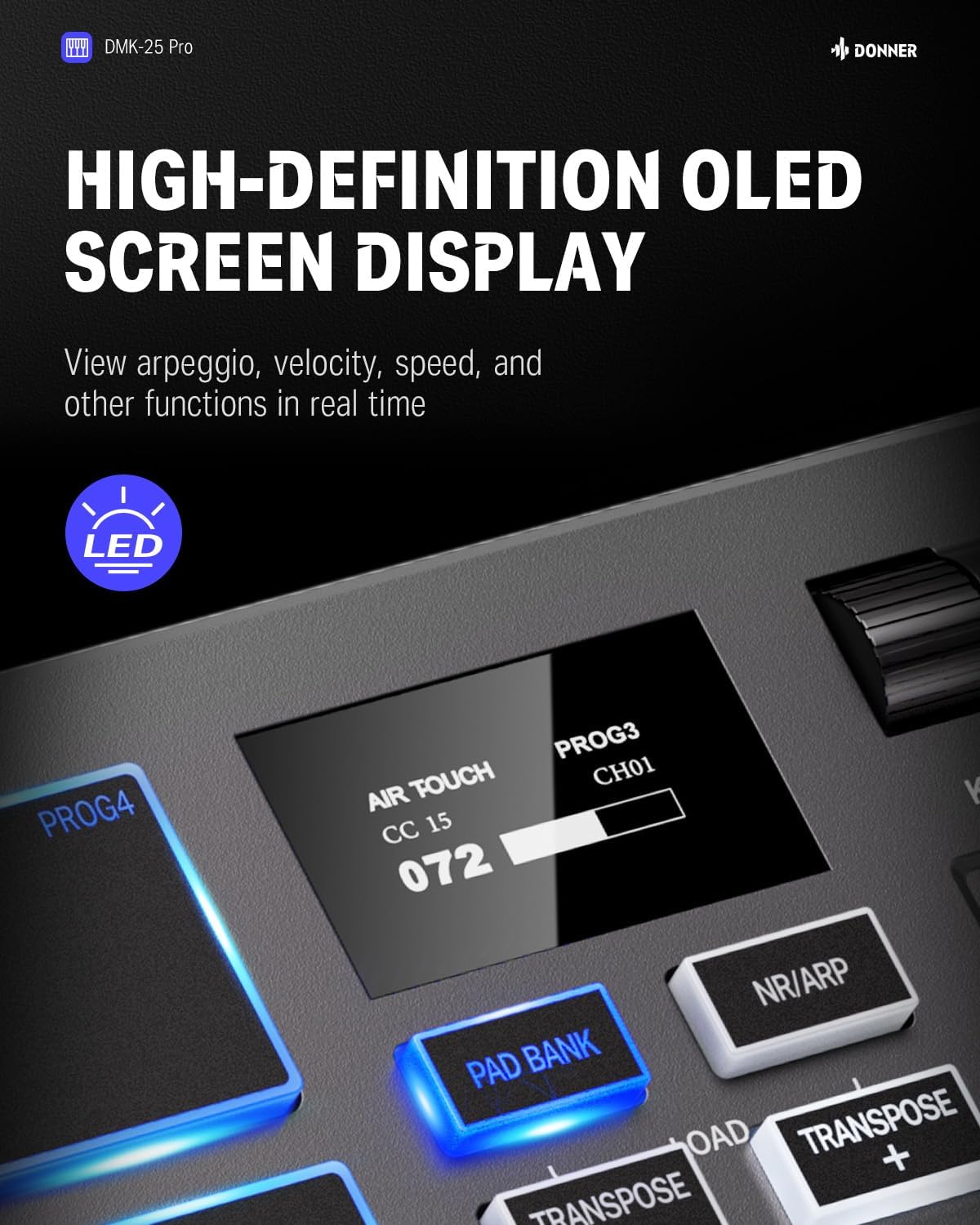 Donner DMK25 Pro MIDI Keyboard+Starry MIDI Pad Beat Maker+Essential B1 Synthesizer