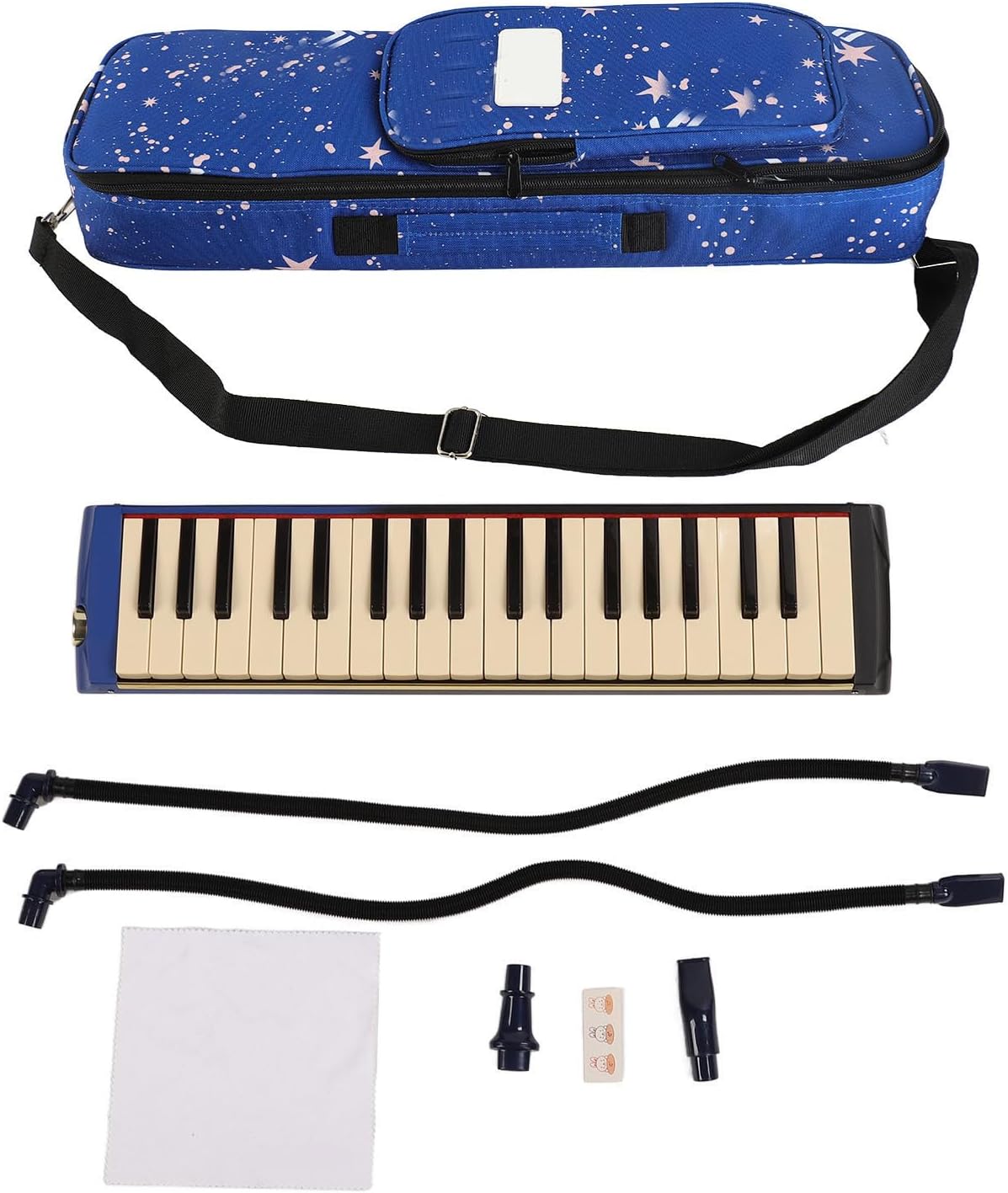 37 Key Melodica Instrument, ABS Material for Durability, Complete Package with 2 Tubes, 2 Mouthpieces, Carrying Bag and Accessories, Ideal for Beginners and Professionals