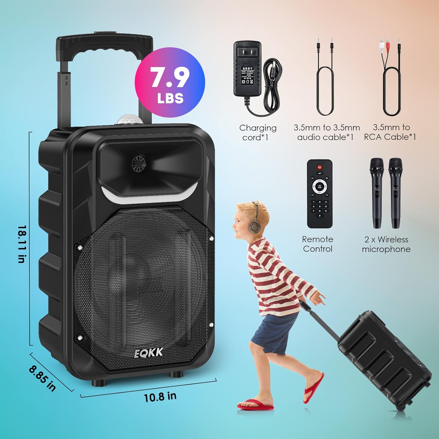 Karaoke Machine with 2 Wireless Microphones, Party Speaker for Adults New Party Portable PA System Outdoor Bluetooth 5.3 Speakers Wireless with Party Light (Stage-subwoofers)