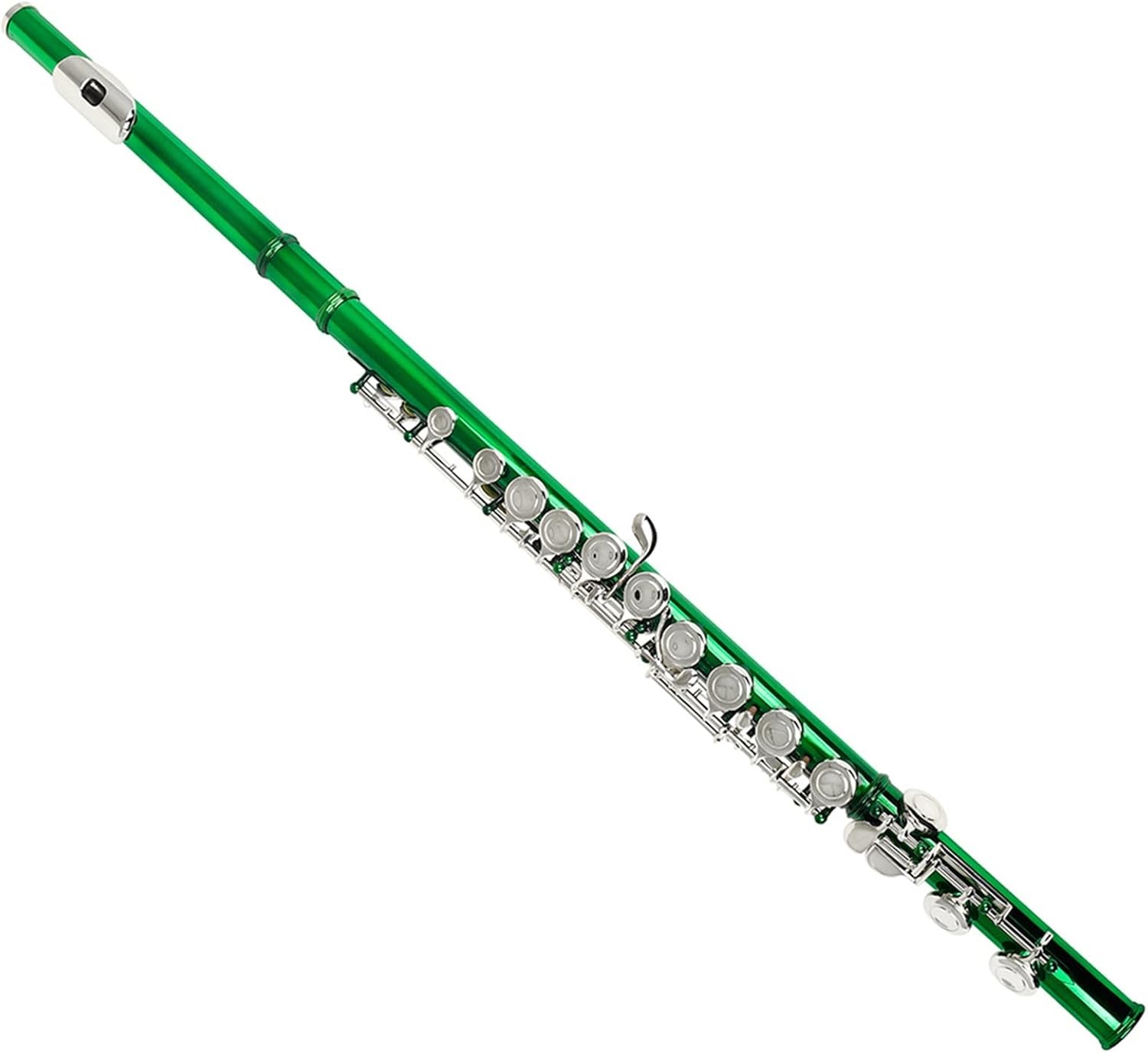 Flutes Musical Instrument Beginners Flute 16 Holes Closed Hole Green Transverse Flute C Tone Cupronickel Woodwind Musical Instrument with Accessories