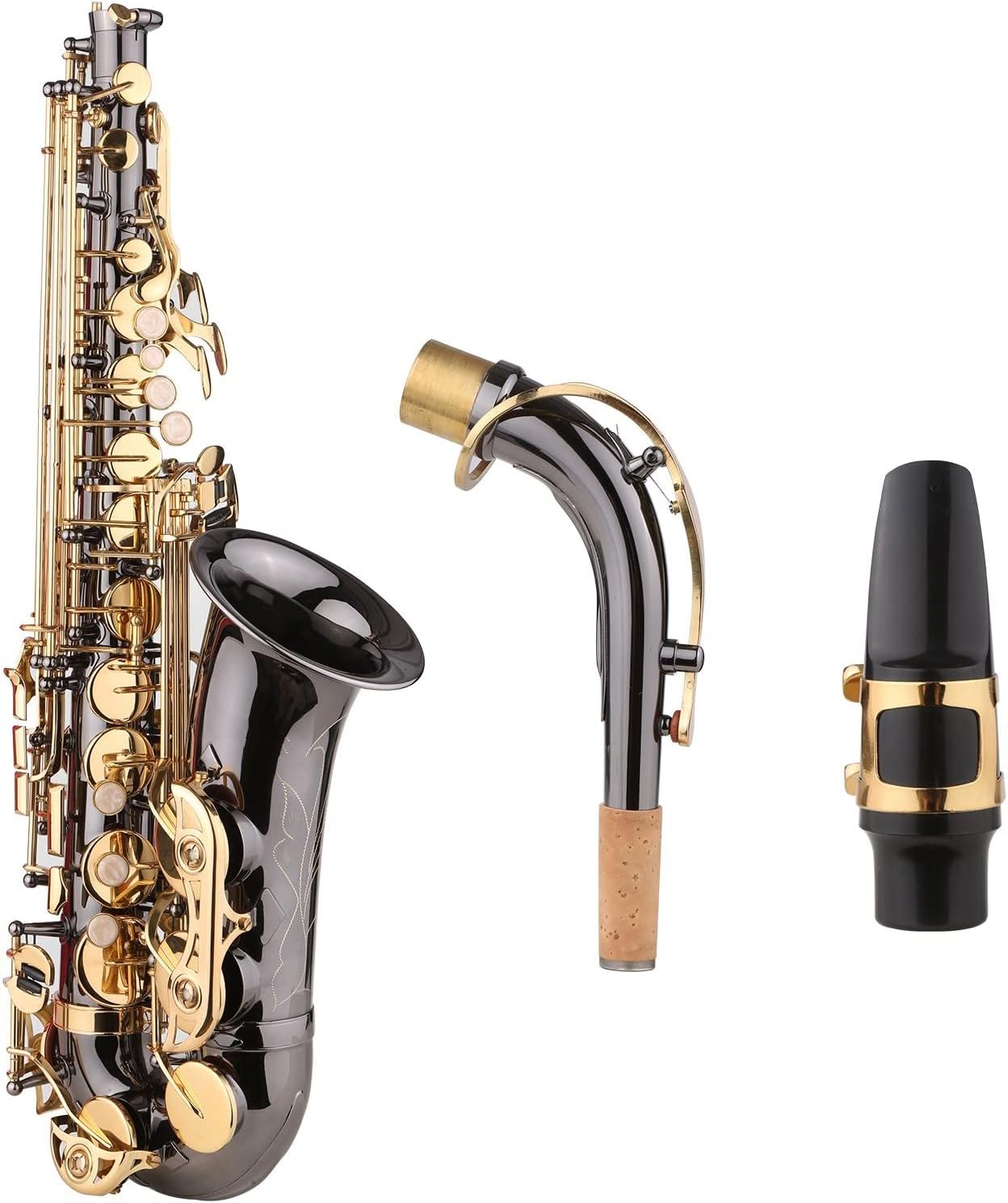 EB E- Flat Alto Saxophone Sax Nickel- Plated Brass Body with Engraving Nacre Keys Woodwind Instrument Student Saxophone (Color : Bronze)