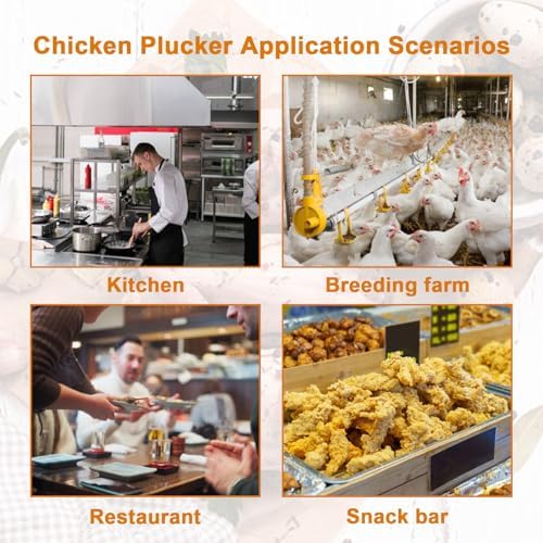 Automatic Chicken Plucker Machine - 350 RPM Stainless Steel Drum with Rubber Plucking Rods, Ideal for Restaurants, Farmers Markets, and Food Factories - 35Model