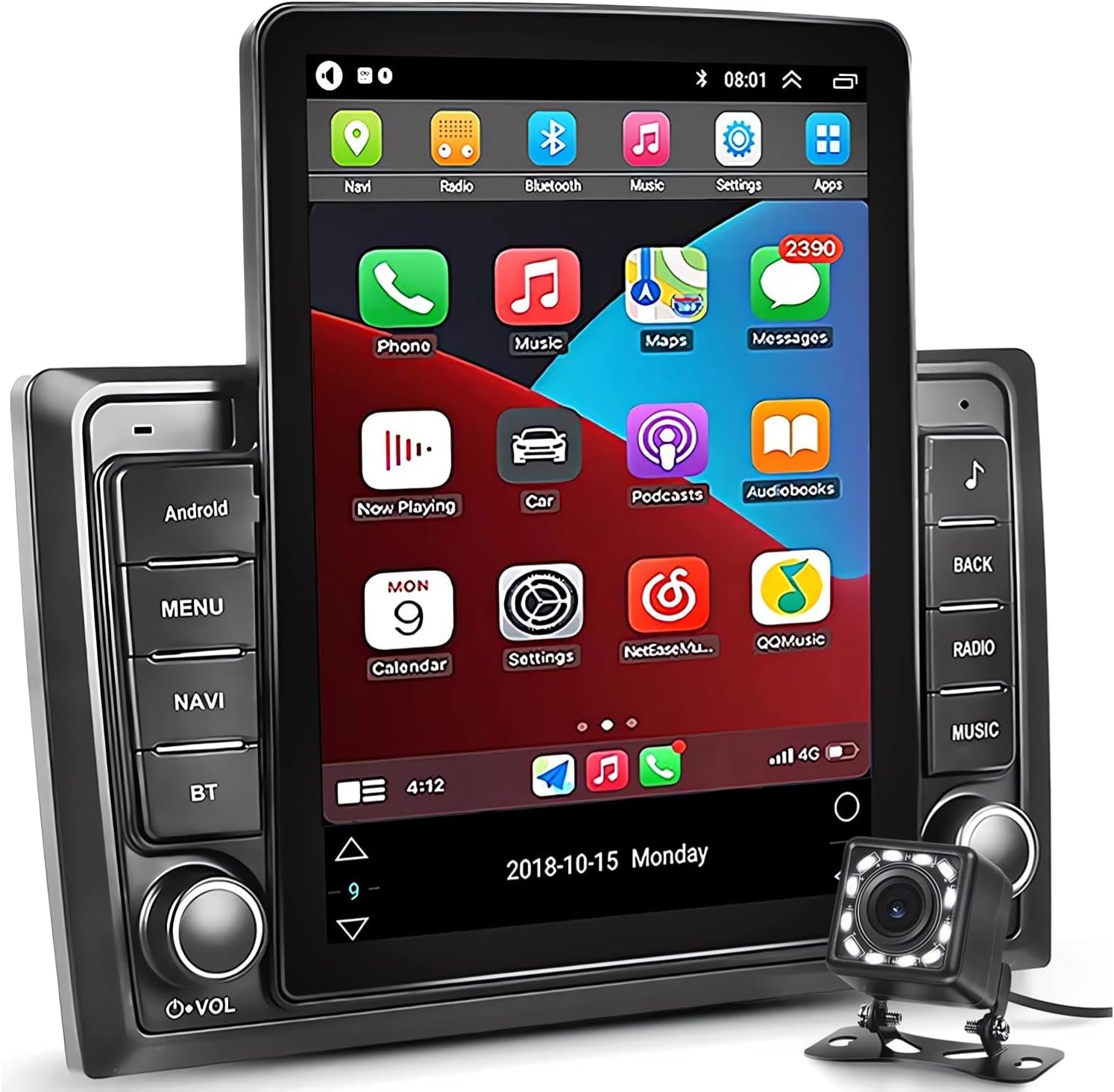 Double Din Car Stereo Compatible with carplay and Android Auto, 9.7in HD Car Multimedia Receiver with Bluetooth Navigation FM Radios Backup Camera IP68