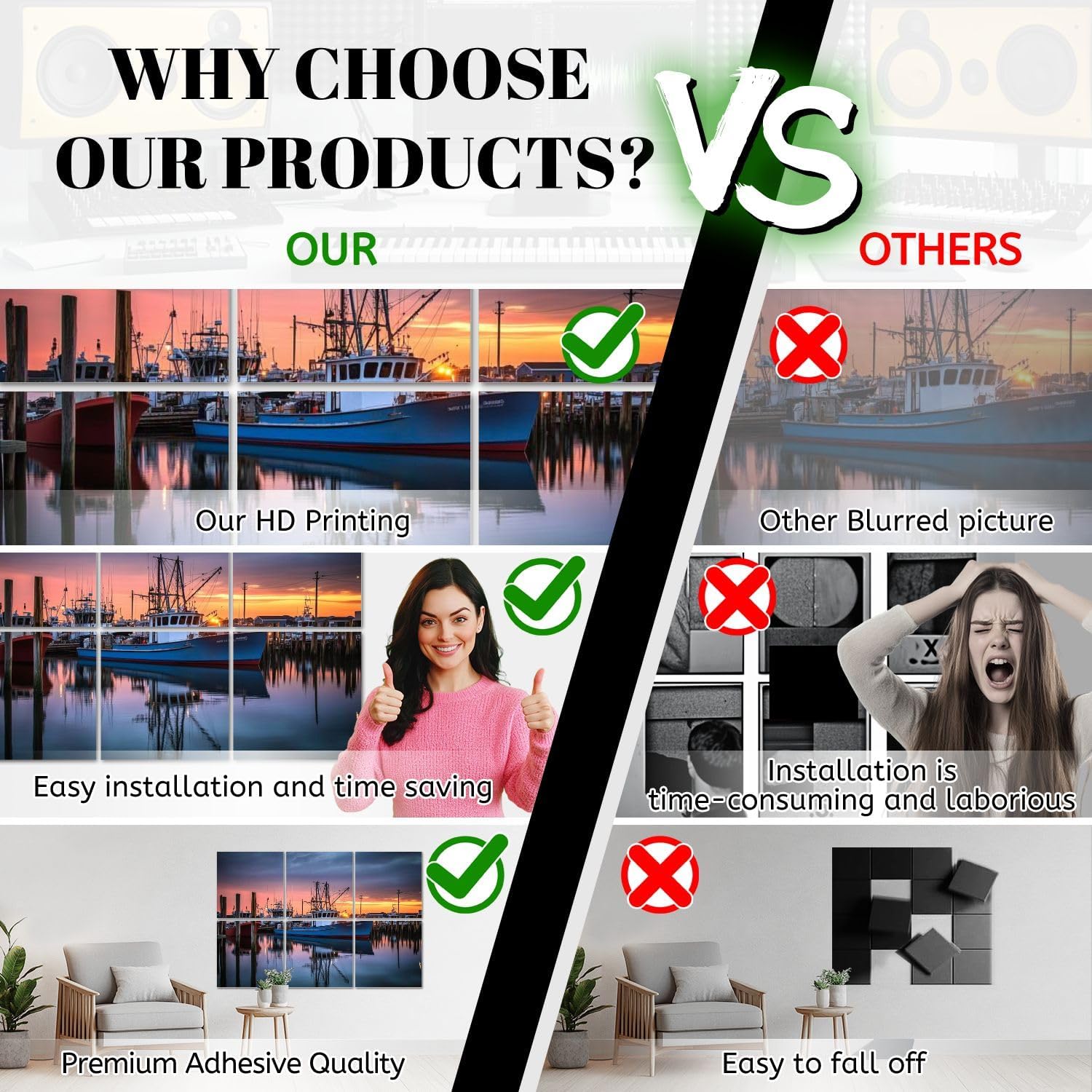 6 Pack Art Acoustic Panels Sunrise illuminates fishing Viking Village Sound Absorbing Panel 48