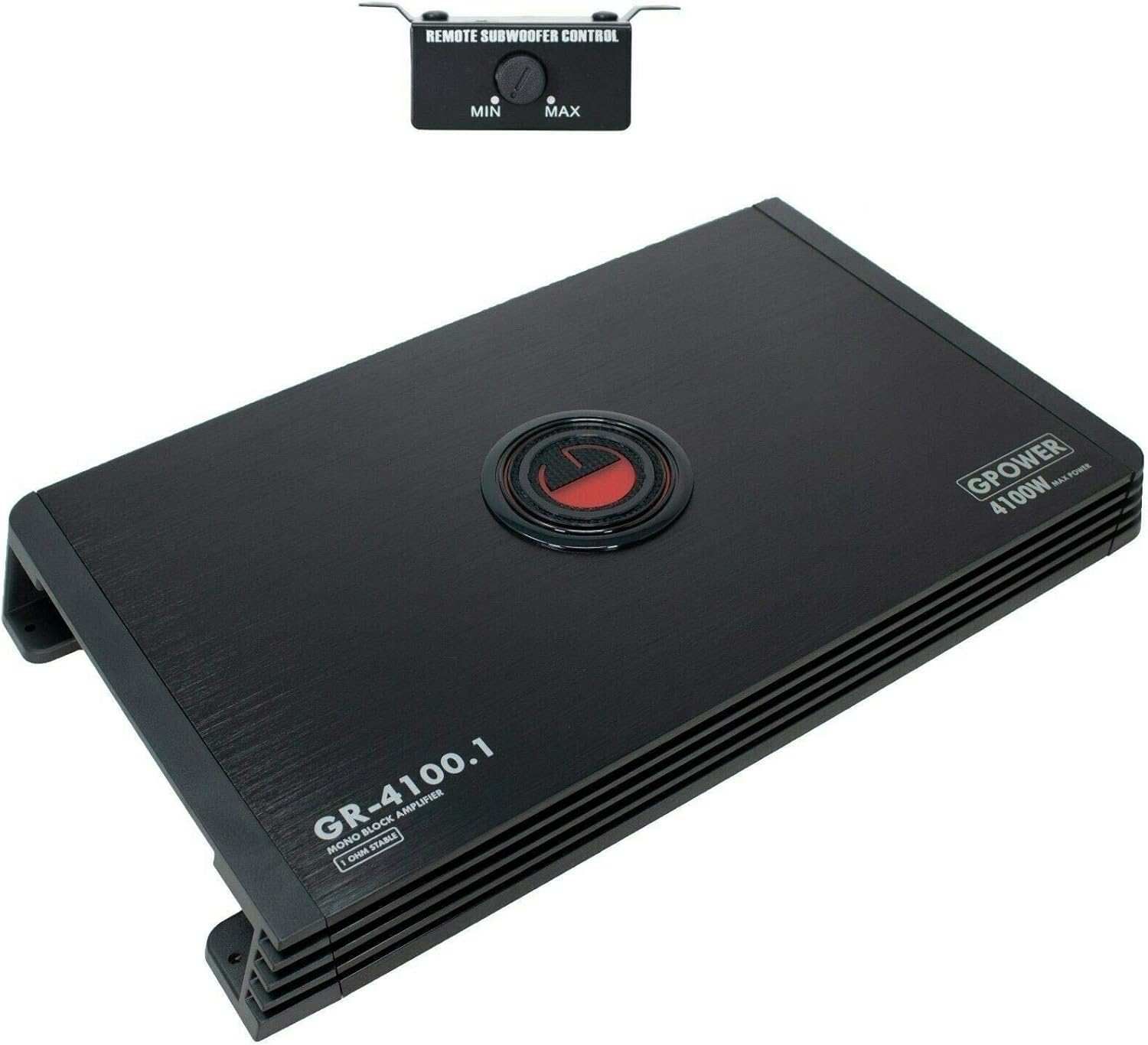 Gravity GR4100.1 Monoblock 4100 WATTS Class D Car Audio Stereo Amplifier 1 Ohm Stable with LED Indicator Class AB Technology MOSFET PWM Power Supply Remote Level Control