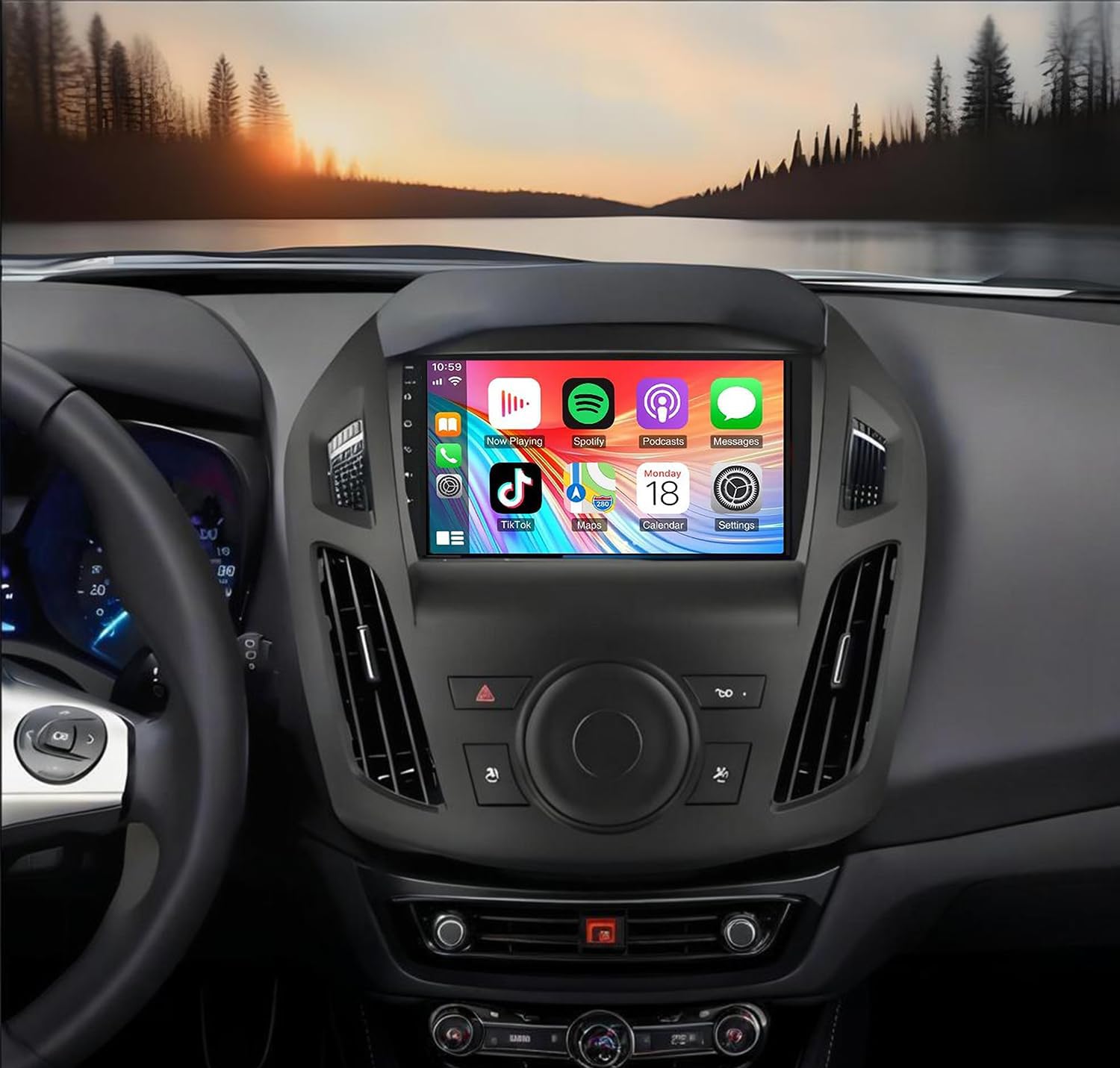 PHEZEN Car Stereo Radio for Ford Transit Connect 2014 2015 2016 2017 2018,7'' Car Radio Touchscreen with Wireless CarPlay Android Auto with GPS,Bluetooth,Rear Camera - 2+32G