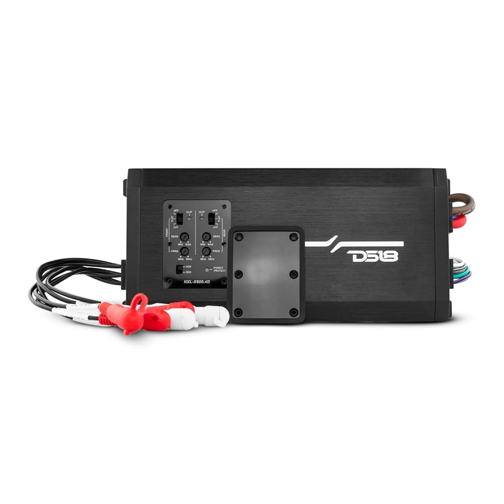 DS18 NXL-X600.4D 4-Channel Marine Amplifier - Compact Class D Full-Range IP67 Waterproof Amp 4 Ohms 150x4 RMS 1600W Great for Boats, Motorsports, Motorcycles, and All Elements Applications