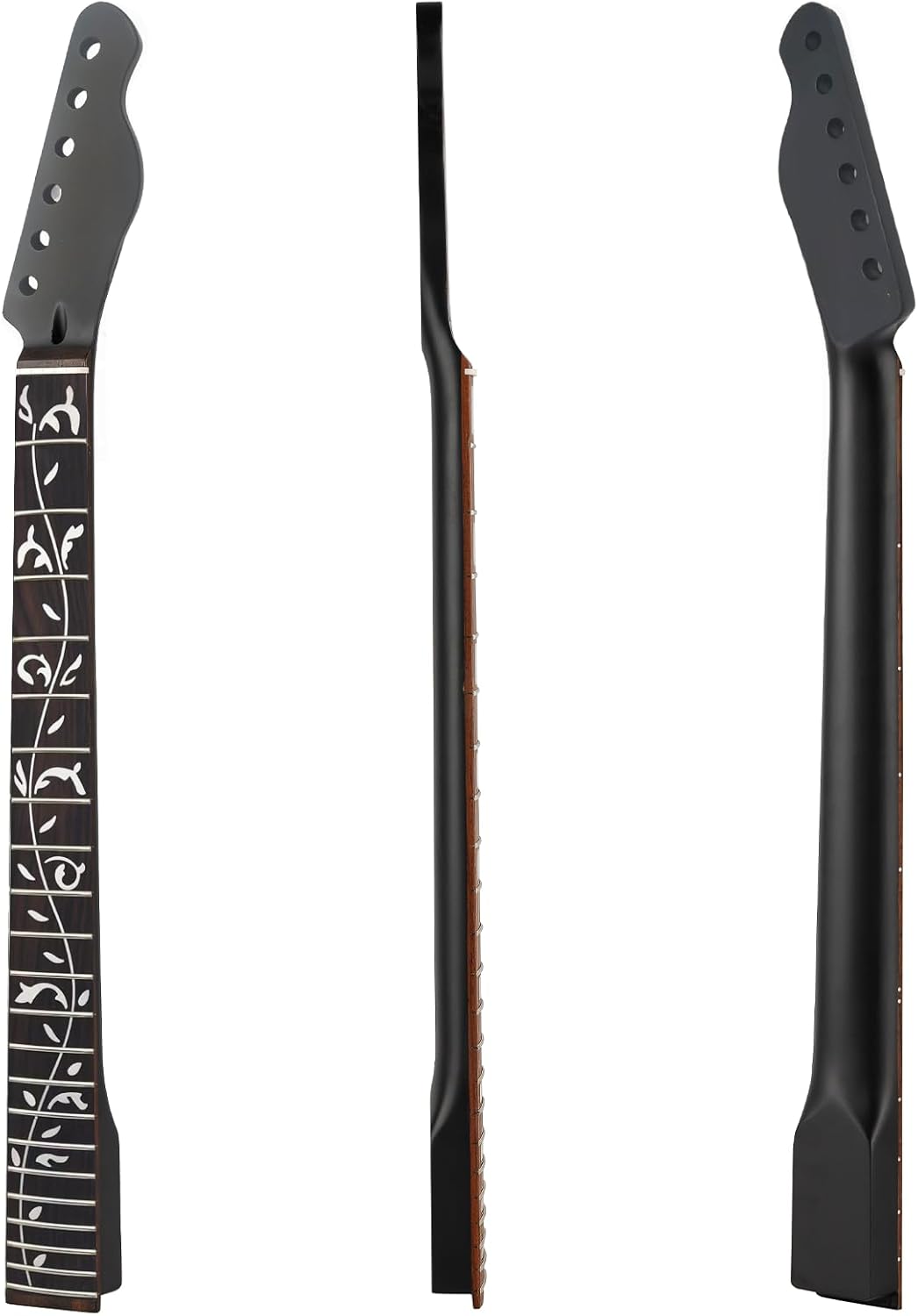 22fret Black Matte TL Electric Guitar Neck Canadian Maple,Cow Bone Nut, Rosewood Carved Tree of Life Fretboard