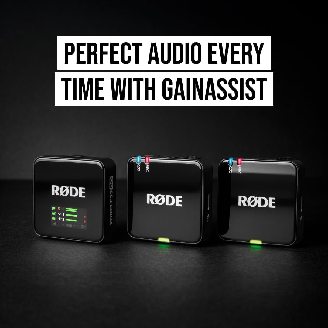 RØDE Wireless GO (Gen 3) Compact Wireless Mic - Pristine Audio, 32-bit Float Recording, Automatic Level Control, for Phones, Cameras and Computers Bundle with 2X Turnstile Audio Lavalier Microphone