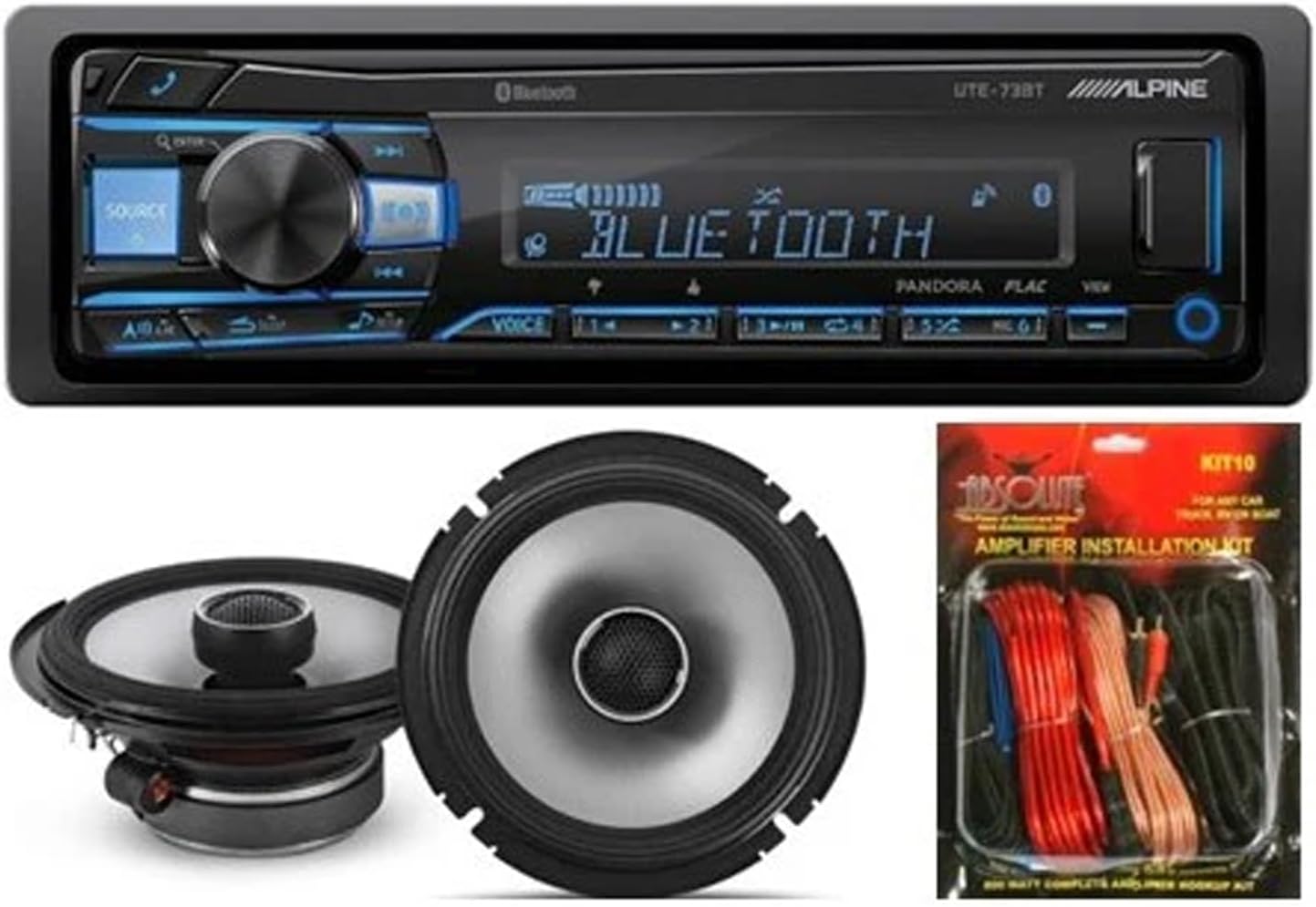 Alpine UTE-73BT in-Dash Digital Media Receiver Bluetooth & S2-S65 6.5