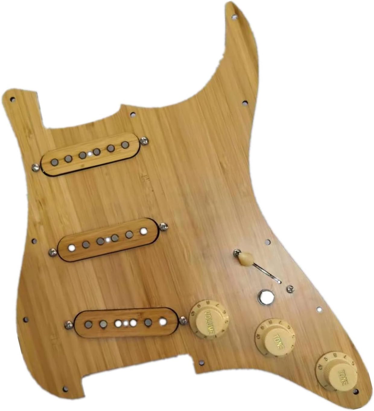 Guitar Pre-Wired Loaded Bamboo SSS Pickguard with Pickup Harness Set for Electric Guitar Pickup Set with Pickguard
