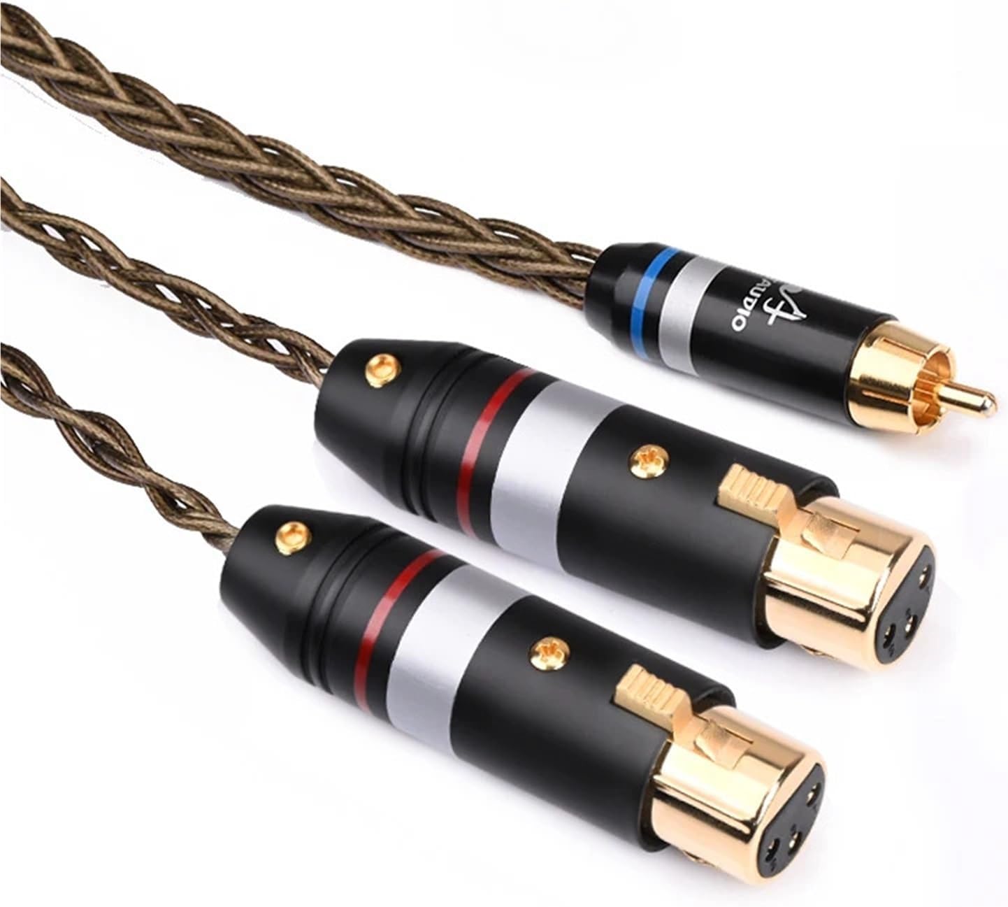 Audio Cable HiFi RCA to 2XLR for Amplifier Hi-end 8 Core OCC Silver Plated RCA to 2XLR Male to Male&Female Jack Splitter Y Cable(2m)