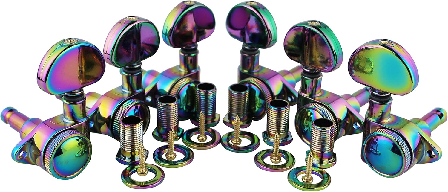 Guyker Rainbow Electric Guitar Accessories Set, Locking Tuners + Pickups + Potentiometer Knobs + Tune-O-Matic Bridge & Tailpiece, Compatible with Les Paul LP Guitar