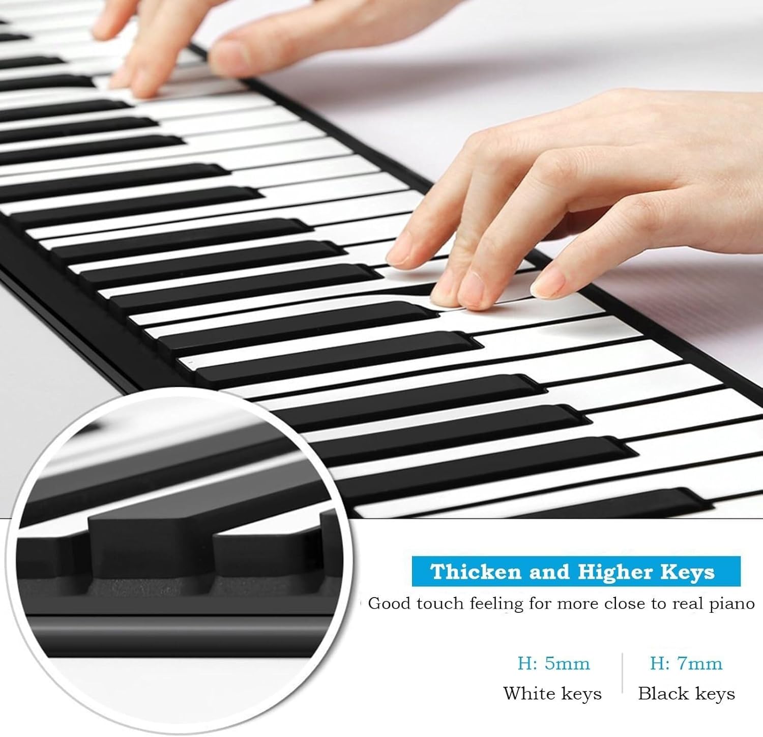 Portable 88-Key Roll Up Piano, Silicone Keyboard, Built-in Speaker, MIDI Support, USB Rechargeable, for Beginners and Travel