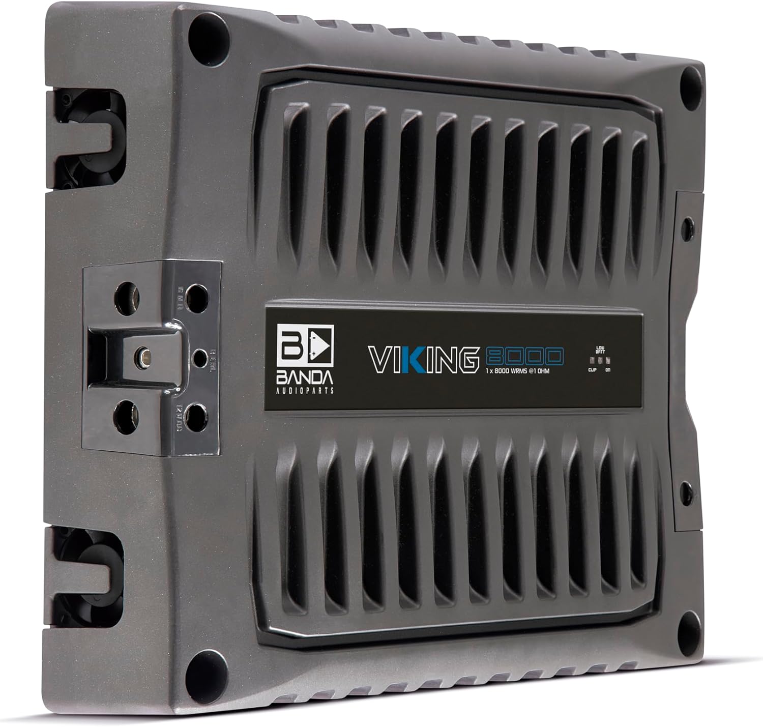 Banda VIK8000.1BK New Viking 8000 Watts Rms Amplifier Audio Car Speaker 1-Ohm Full Range Crafted with Aluminum Chassis, LED Indicators - Black