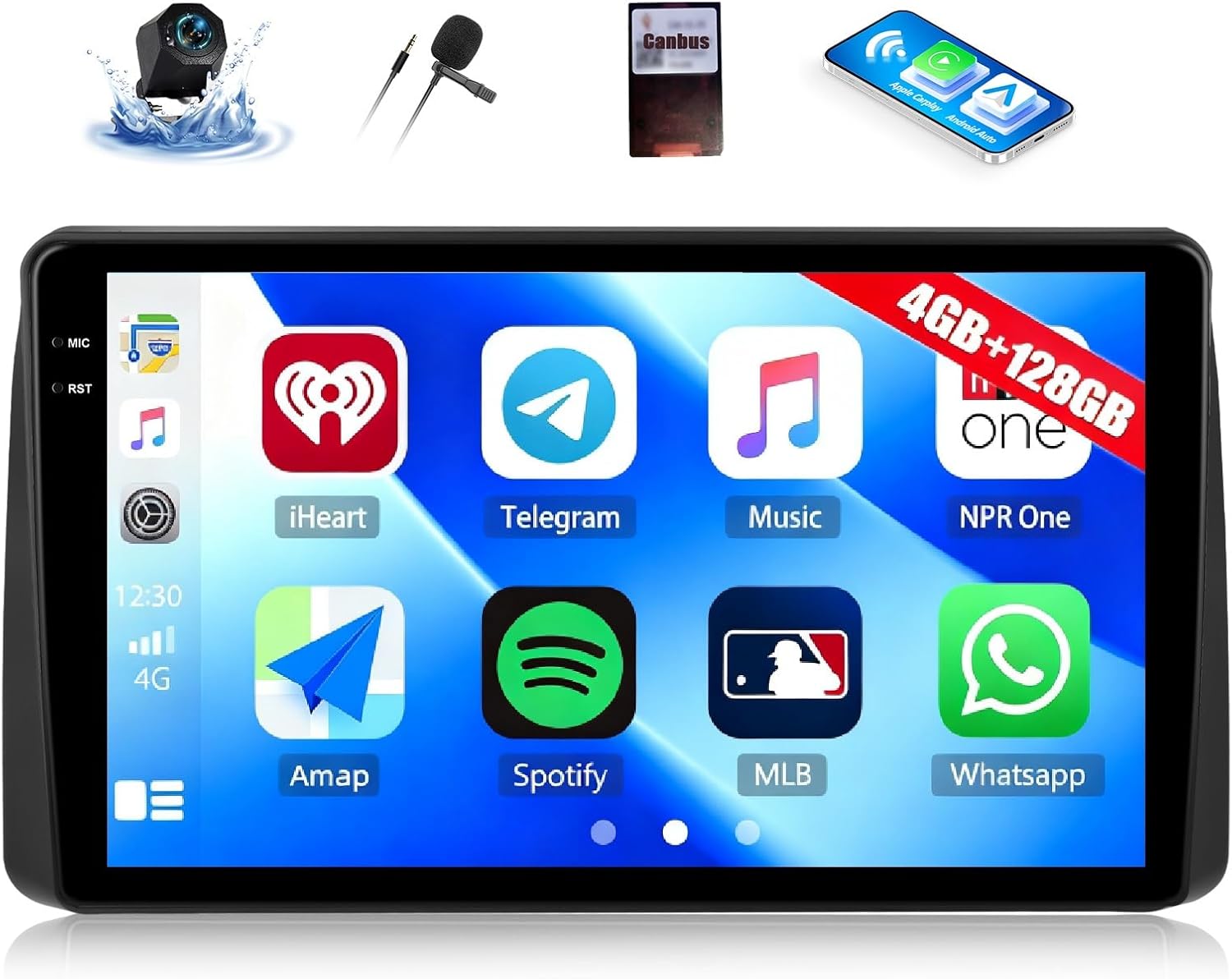 4+128G Android Car Stereo for Dodge Grand Caravan 2011-2020 Chrysler Town & Country 2011-2016 with Wireless CarPlay Android Auto 9