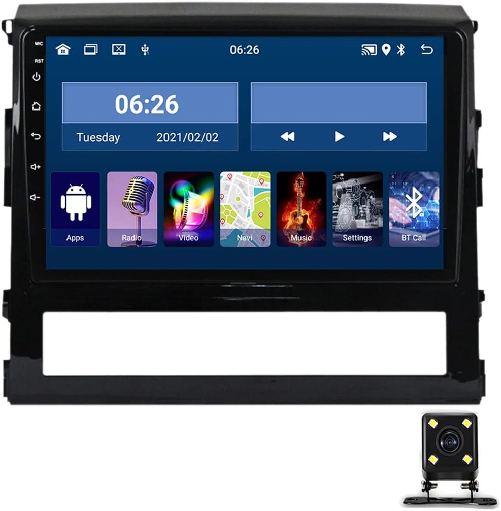 Double Din Car Stereo with Bluetooth, 9 Inch Touchscreen, Backup Camera, Steering Wheel Control, USB, RDS/FM Car Radio Receiver, for Toyota Land Cruiser 200 2015-2020