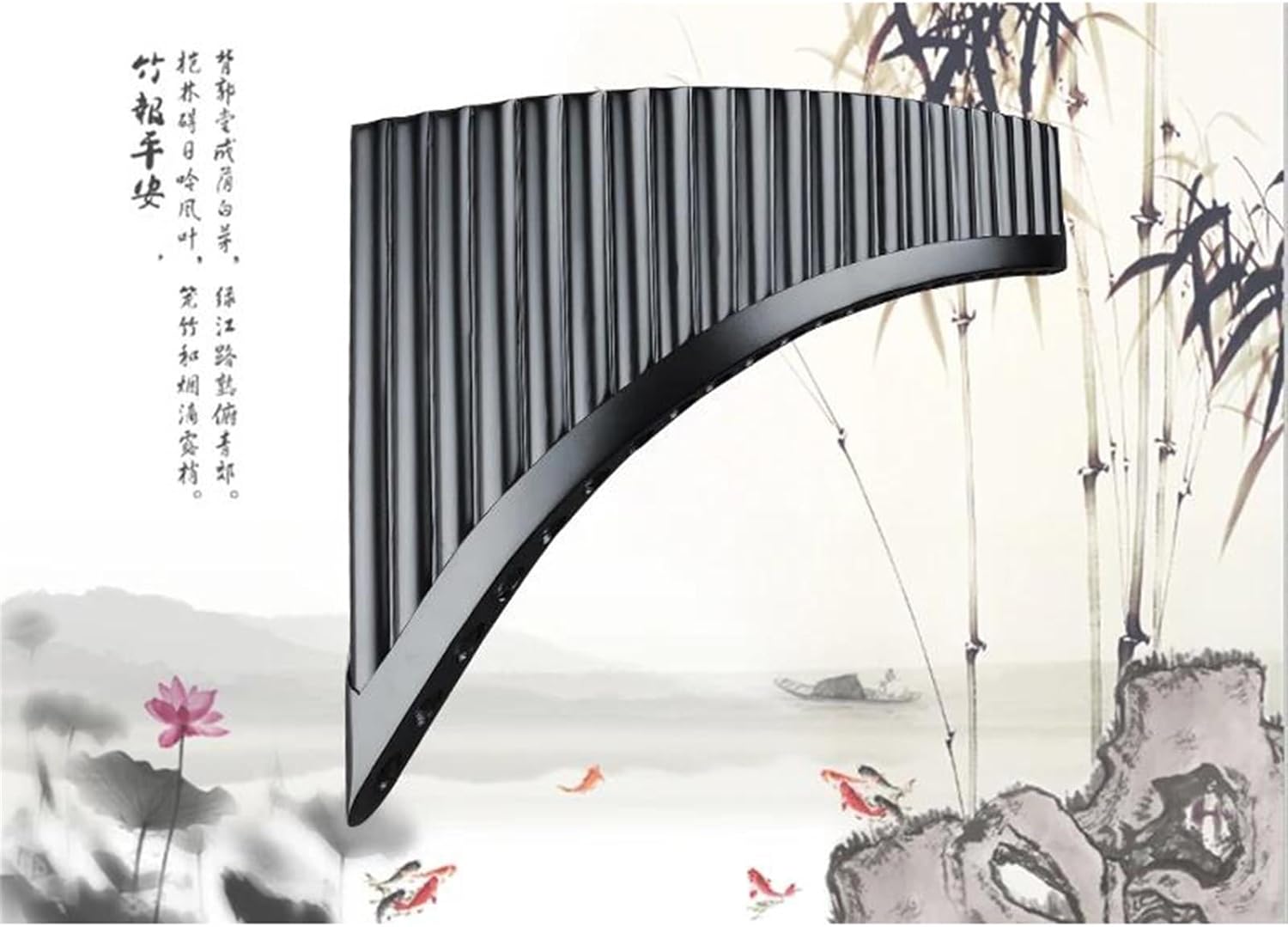 Hand Made Pan Flute Black Pan Pipe Fork C Key Woodwind Musical Instrument 22 Pipes (Color : LEFT)