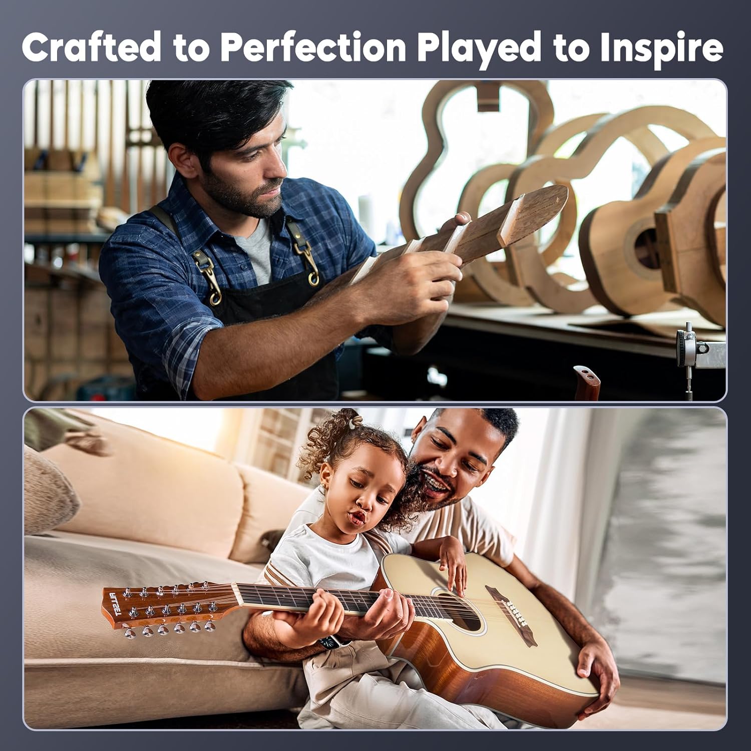 ALLSET Left Hand 12 String Guitar Acoustic Electric | Full Size Guitar with Cutaway, Spruce Top Guitarra Acustica, AUX Strap, Strings, Pick | Fingerstyle Kit for Live Performance | (Black)