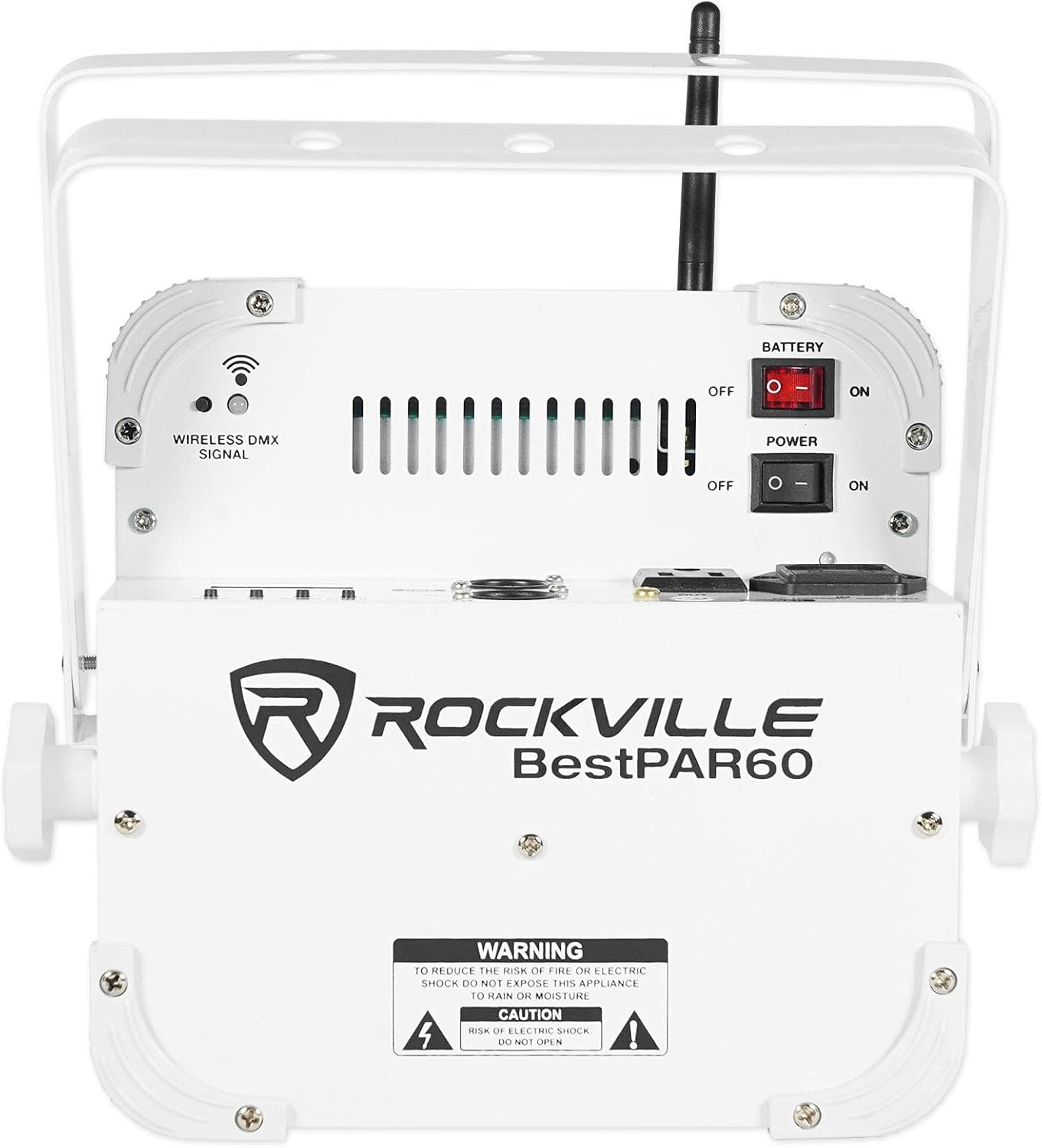 Rockville Best Pack 60 6 White Rechargeable Lights+Case+Wireless DMX Controller