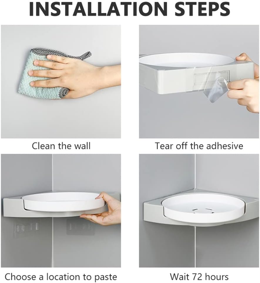 Corner Shower Caddy Bathroom Shelves, 360°Rotating No-Drill Wall Mount Corner Shelf, Bathroom Storage Rack Holder Kitchen Shelf Organizer Shower Organizer (Color : 2 Layer)