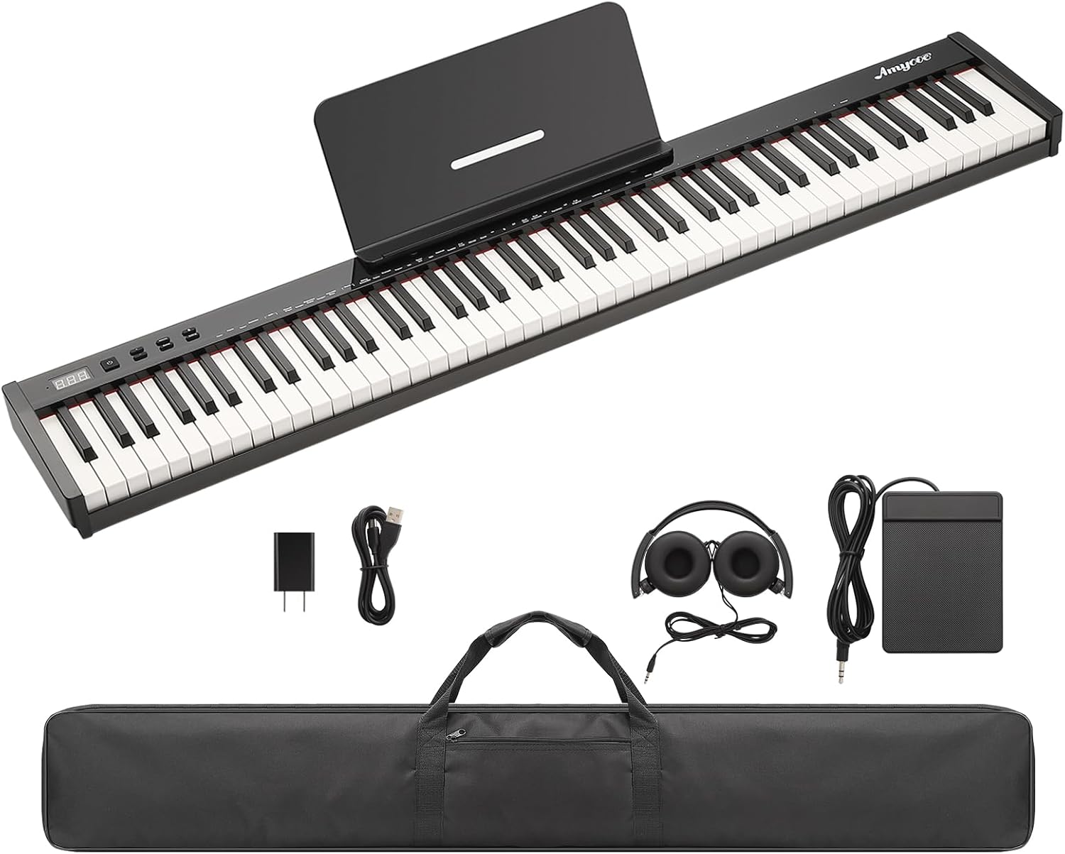 Digital Piano 88 Key Full Size Semi Weighted Electronic Keyboard Piano Set,Portable Electric Piano with Headphones, Pedal,Handbag,Bluetooth, Usb Midi,Electric Keyboard Piano for Beginners