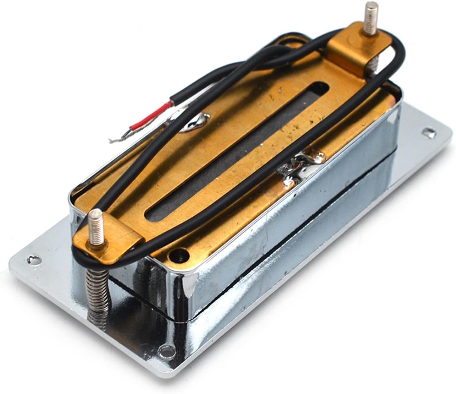 Humbucker Guitar Pickup Mini Style Two Line Sealed Electric Gutiar Bass Humbucker Pickup Neck/Bridge Pickup Chrome (Color : Neck and Bridge)