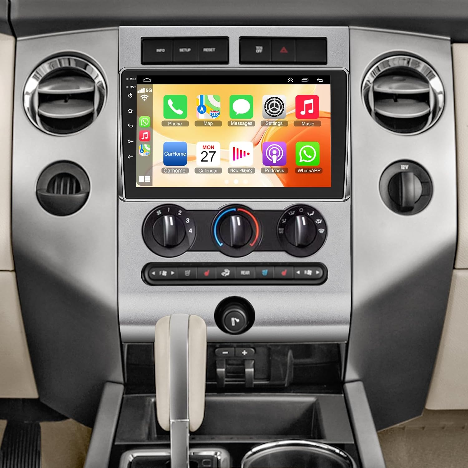 4G+64G Car Radio for Ford Expedition 2007-2014 with Wireless Carpaly & Android Auto,9 Inch IPS Touch Screen Car Stereo with GPS Navigation/Bluetooth 5.2/FM/Backup Camera/WiFi/SWC/HiFi