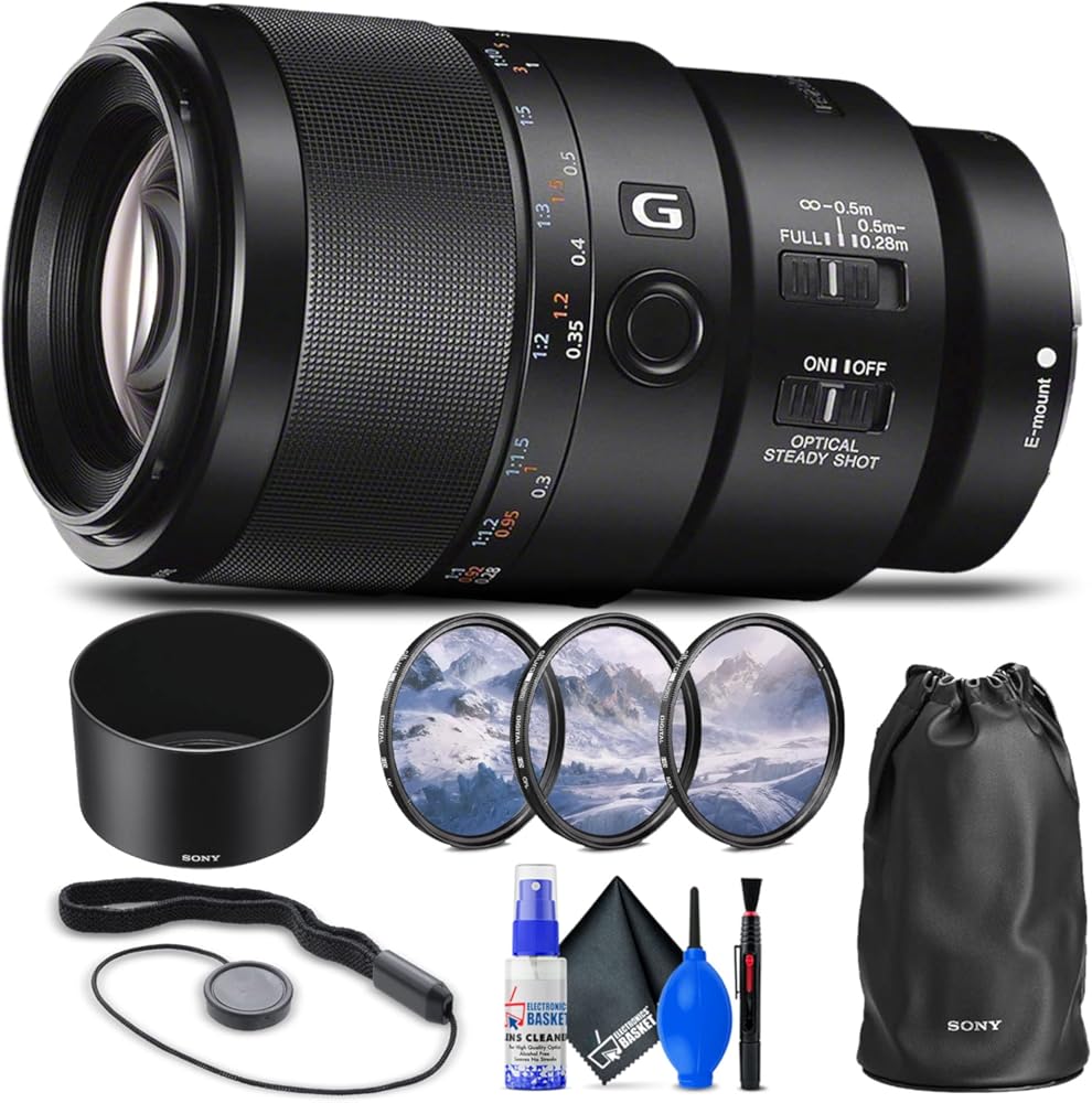 Sony FE 90mm f/2.8 Macro G OSS Lens (SEL90M28G) + Filter Kit + Lens Cap Keeper + Cleaning Kit + More (Renewed)